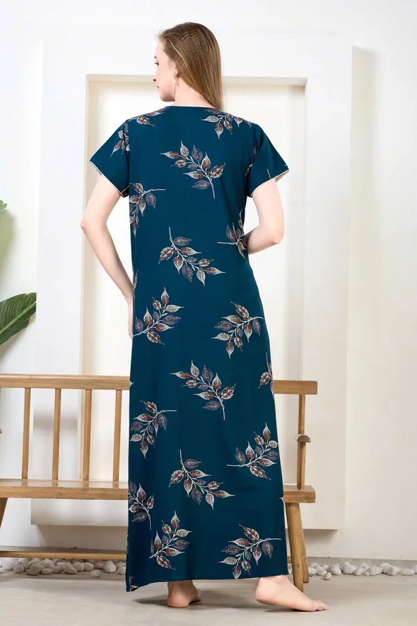 Teal_blue_floral_embroidered__A-line_Alpine__Nighty_for_Women