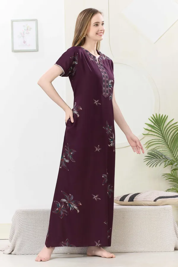 Wine_floral_embroidered__A-line_Alpine__Nighty_for_Women