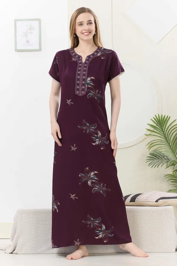 Wine_floral_embroidered__A-line_Alpine__Nighty_for_Women