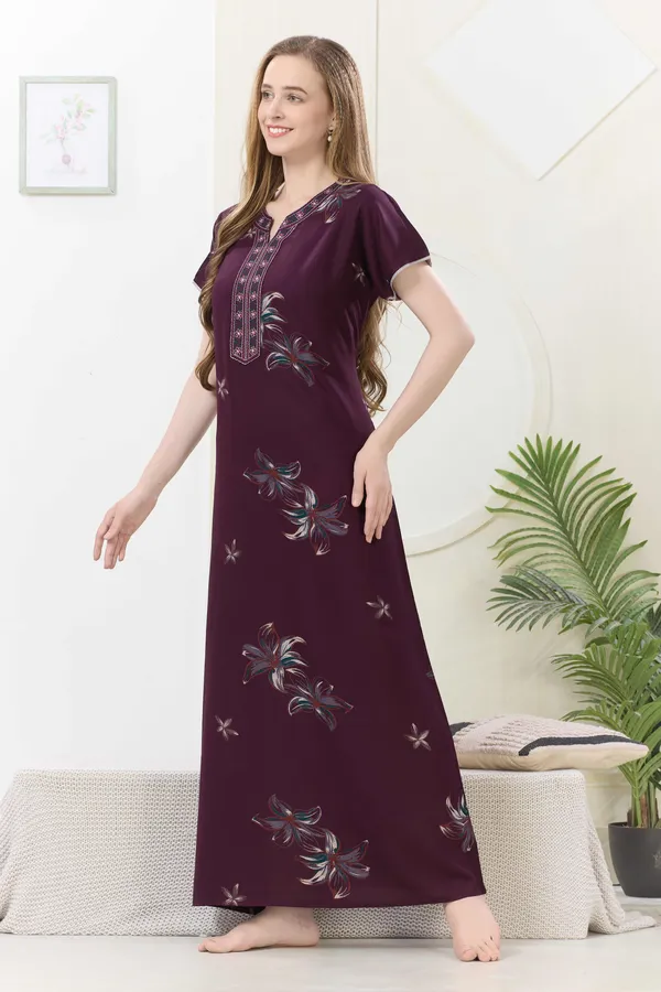 Wine_floral_embroidered__A-line_Alpine__Nighty_for_Women