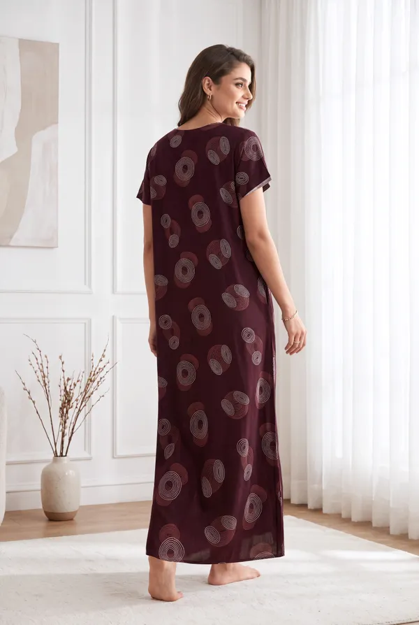 Wine_geometrical_alpine_A-line_neck_embroidery_nighty_for_womens