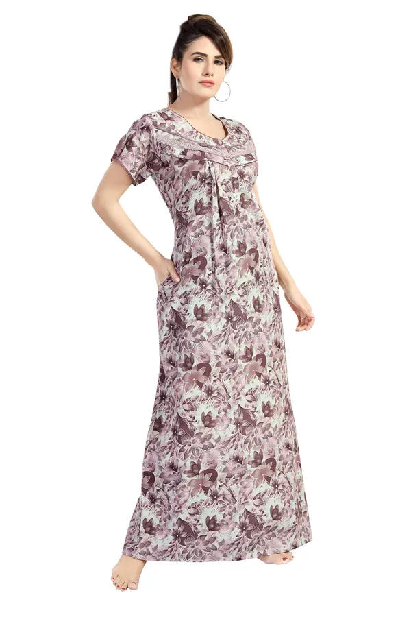 Maroon_Floral_Cotton_blend_Night_Dress_For_Ladies