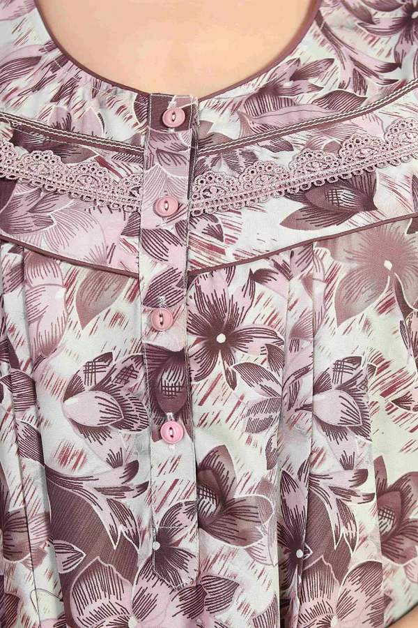 Maroon_Floral_Cotton_blend_Night_Dress_For_Ladies