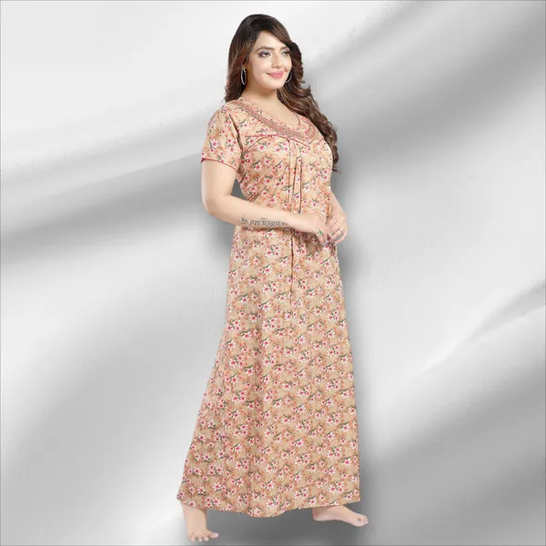 Peach_Floral_Cotton_Night_Dress_For_Ladies