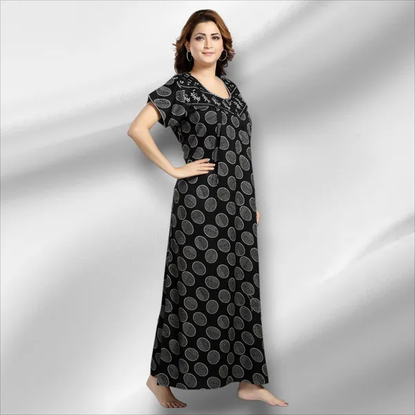 Black_Abstract_print_Alpine_Night_Dress_For_Ladies
