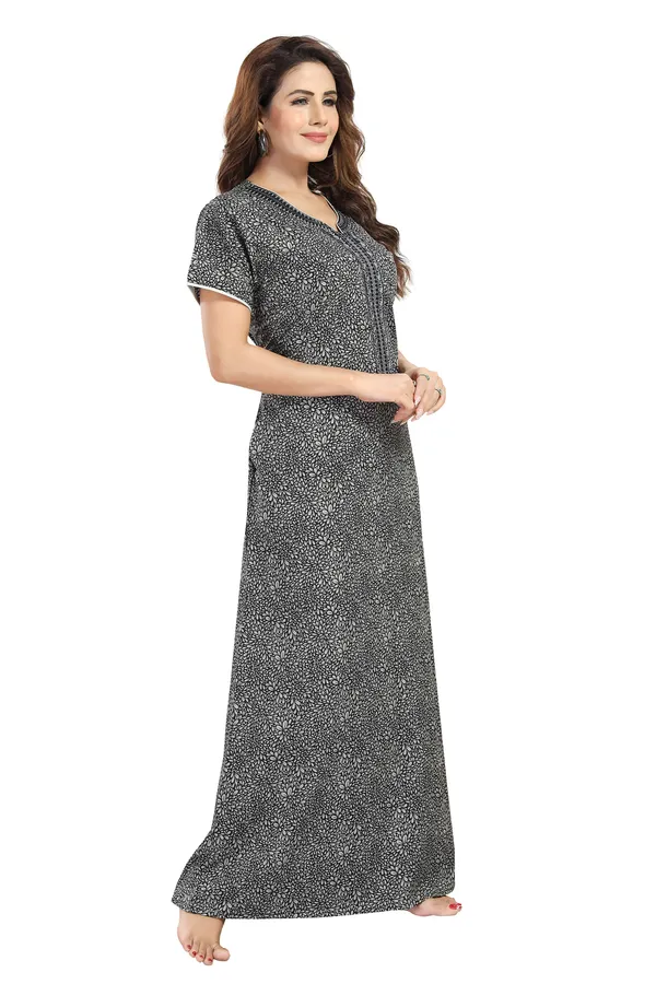 Black_Floral_Cotton_blend_Night_Dress_For_Ladies