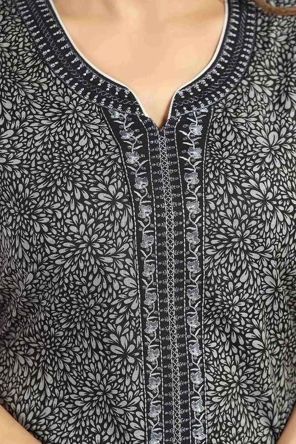 Black_Floral_Cotton_blend_Night_Dress_For_Ladies