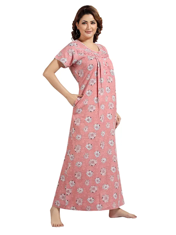 Peach_Cotton_Blend_Nighty_For_Women