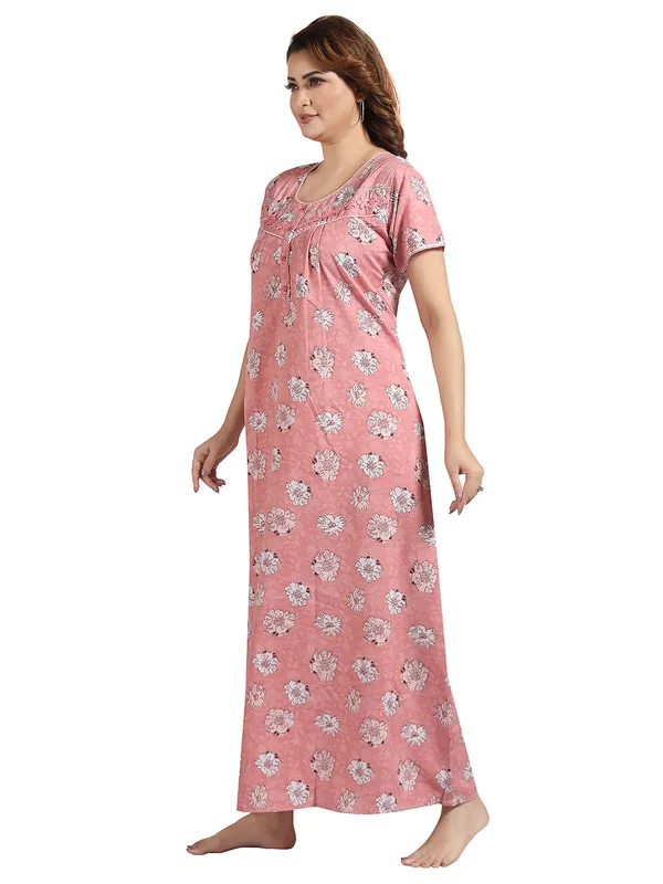 Peach_Cotton_Blend_Nighty_For_Women