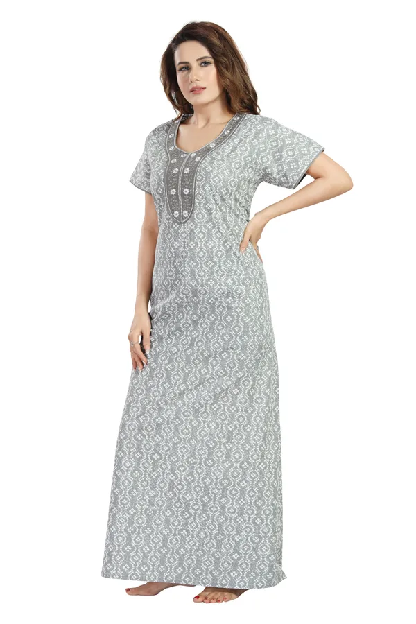 Grey_Floral_Cotton_Night_Dress_For_Ladies