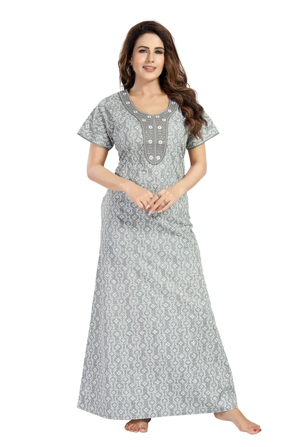 Grey_Floral_Cotton_Night_Dress_For_Ladies