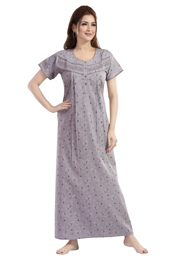 Mauve_Floral_Cotton_Night_Dress_For_Ladies