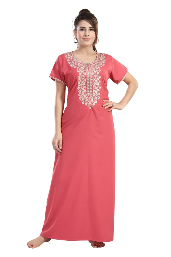 Peach_Cotton_Blend_Nighty_For_Women