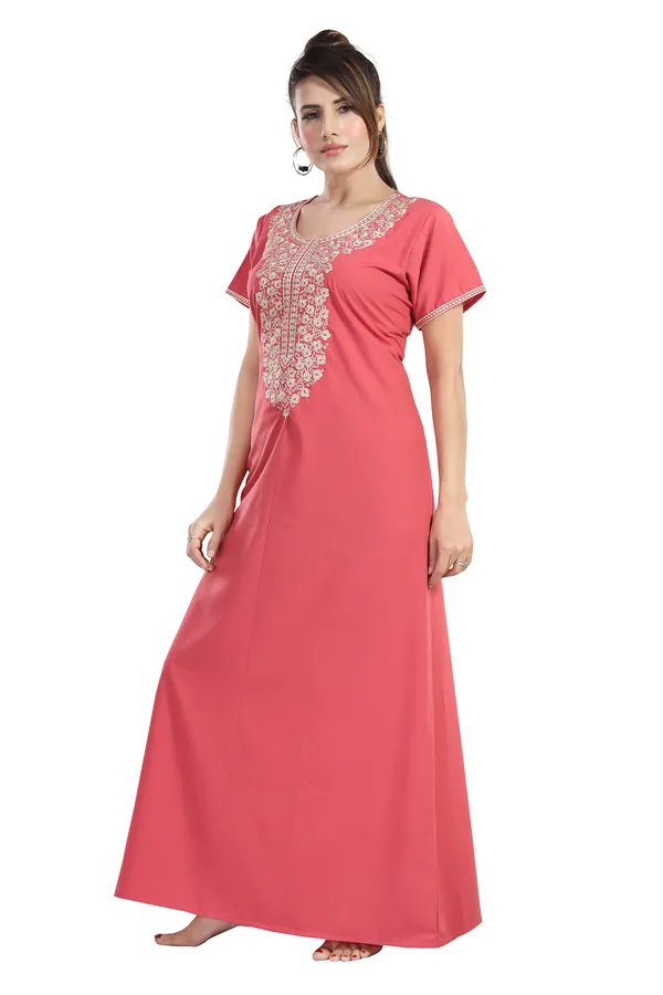 Peach_Cotton_Blend_Nighty_For_Women