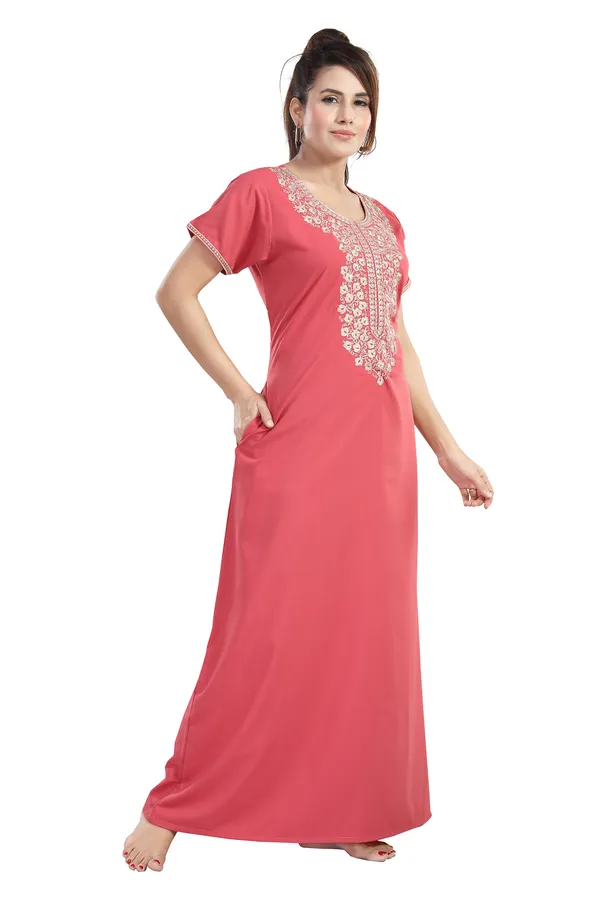 Peach_Cotton_Blend_Nighty_For_Women