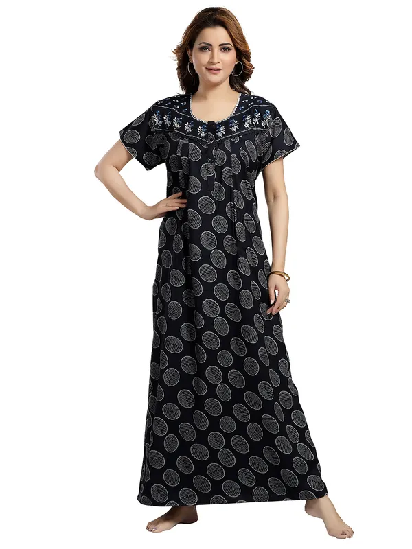 Blue_Abstract_print_Alpine_Night_Dress_For_Ladies