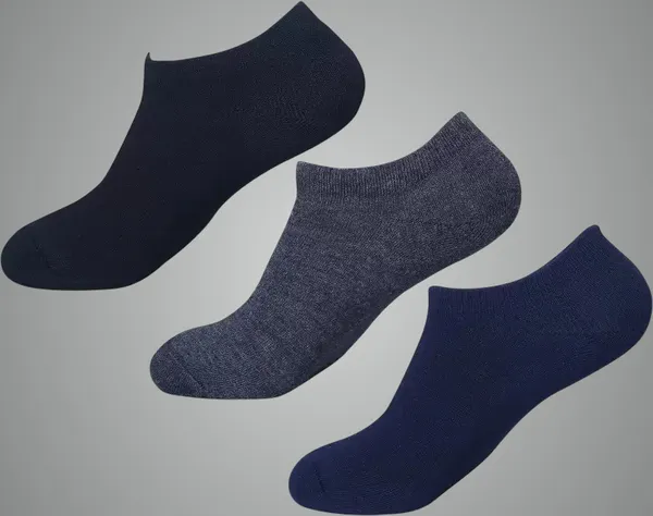 MJE_Men_&_Women_Ankle_Length_Blue_Dark_Grey_Black__Cotton_Laser_Cut_Self_Design_Solid_Striped_Regular_Ankle_Length_Low_Cut_Peds/Footie/No-Show_Socks_For_Unisex(Pack_of_3)
