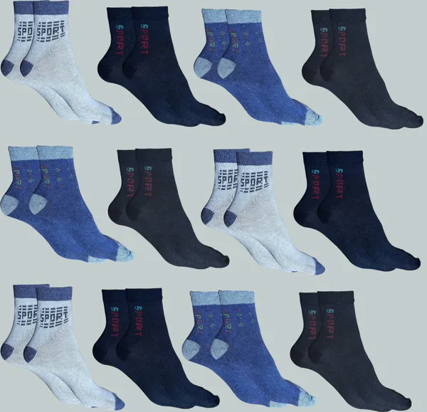 MJE_Men_&_Women_Ankle_Length_Multicolor_Cotton_Self_Design_Ankle_Length_Socks_For_Unisex(Pack_of_12)