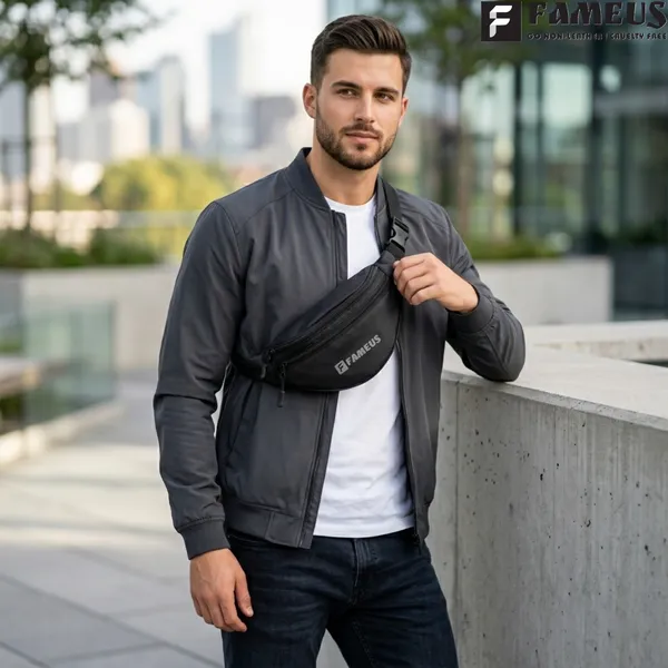 Black_Polyester_Waist_Pouch_For_Men_&_Women
