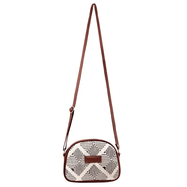Tan_Grid_Print_Leatherette_Jute_Sling_Bag_For_Women