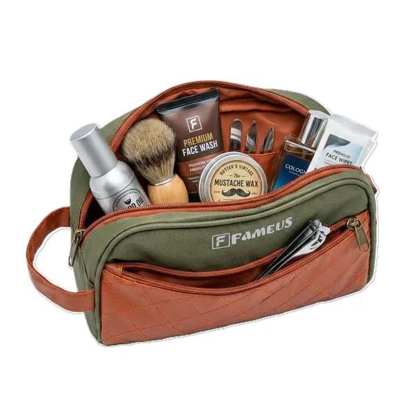 Olive_Polyester_With_Faux_Leather_Daily_Use_&_Travel_Toiletry_Bag_For_Women_&_Men