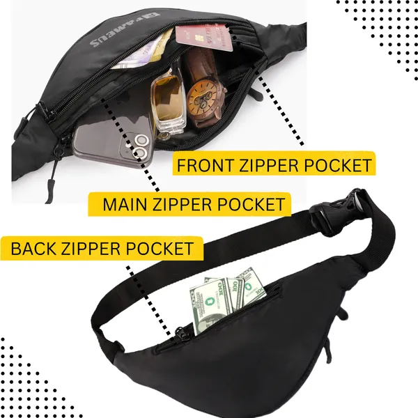 Black_Polyester_Waist_Pouch_For_Men_&_Women