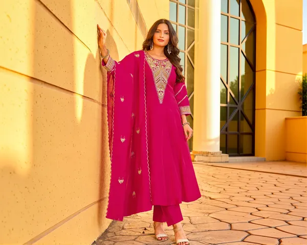 The_Desi_Wardrobe_Vibrant_Hot_Pink_Anarkali_Kurta_Set_with_Dupatta