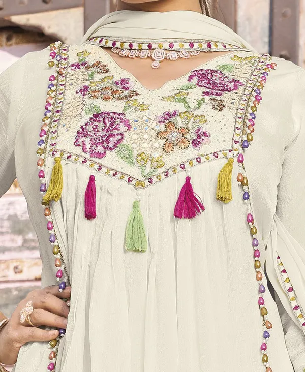 Cream_Chinon-Blend_Anarkali_Suit_with_Vibrant_Floral_Embroidery_and_Tassel