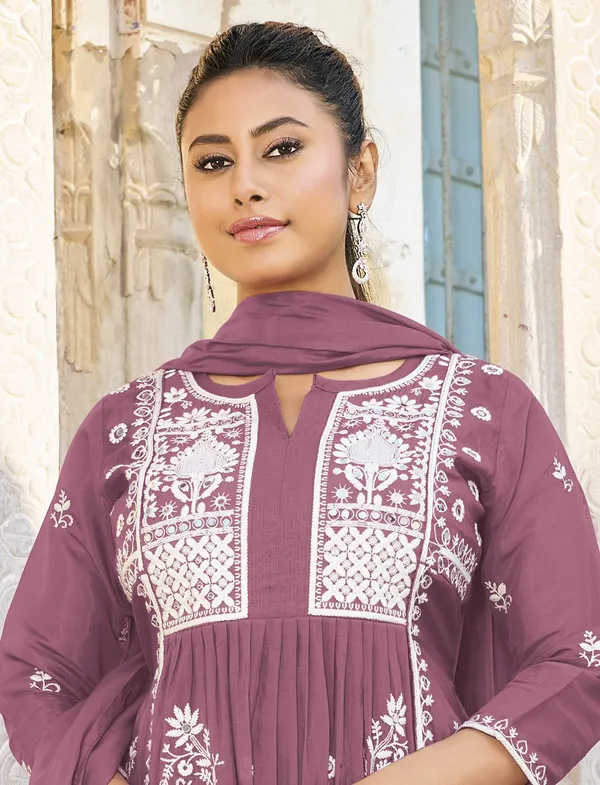 Mauve_Silk_Blend_Anarkali_Kurta_Set_with_White_Chikankari-style_Embroidery