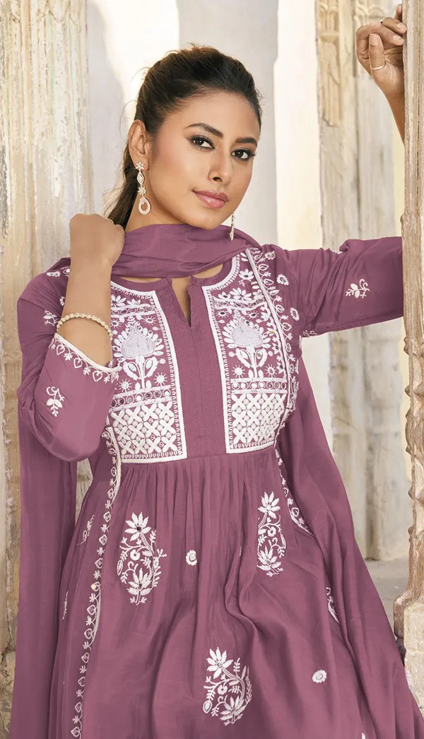 Mauve_Silk_Blend_Anarkali_Kurta_Set_with_White_Chikankari-style_Embroidery