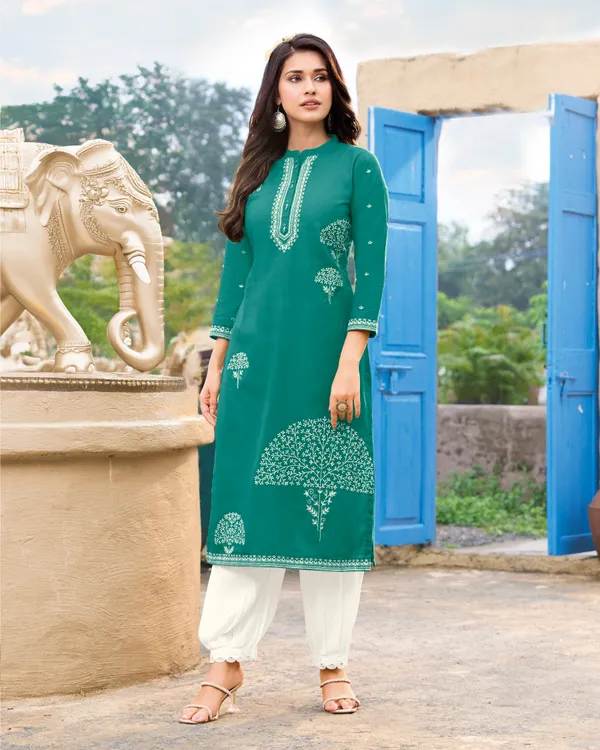 The_Desi_Wardrobe_Teal_Green_Straight_Kurta_with_White_Contrast_Embroidery