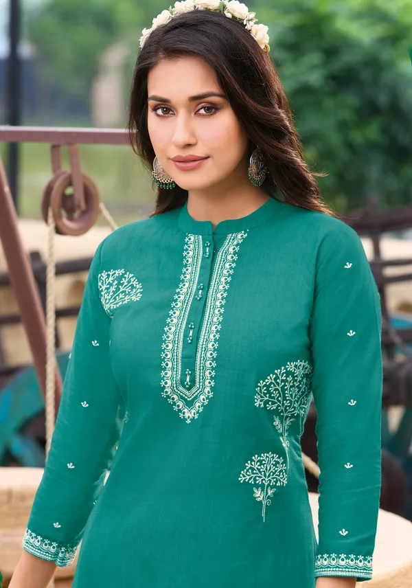 The_Desi_Wardrobe_Teal_Green_Straight_Kurta_with_White_Contrast_Embroidery