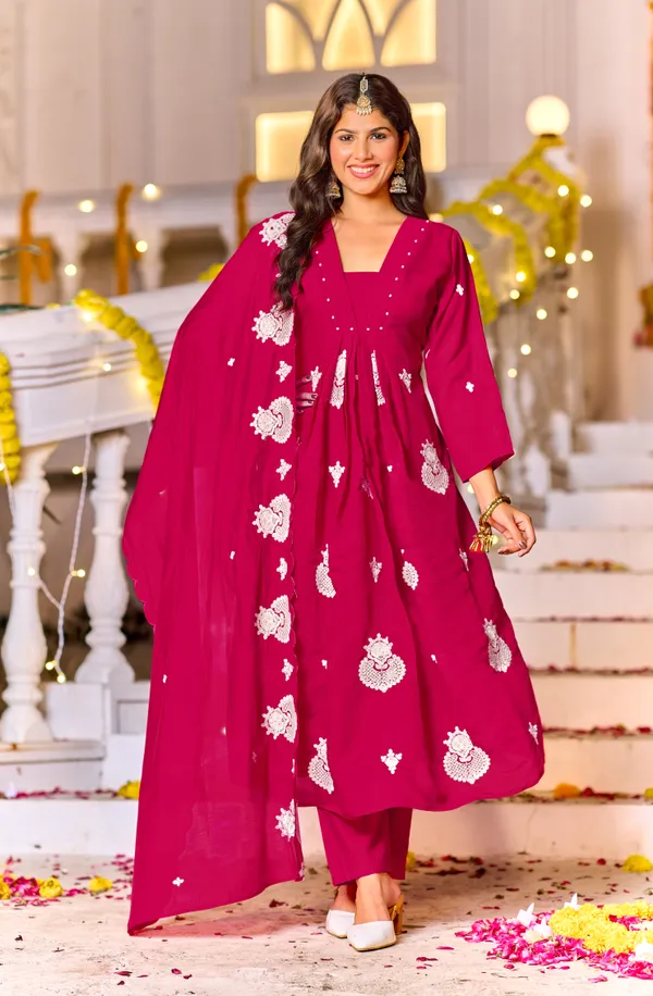 The_Desi_Wardrobe_Wine_Embroidered_Anarkali_Kurta_Set_with_Dupatta
