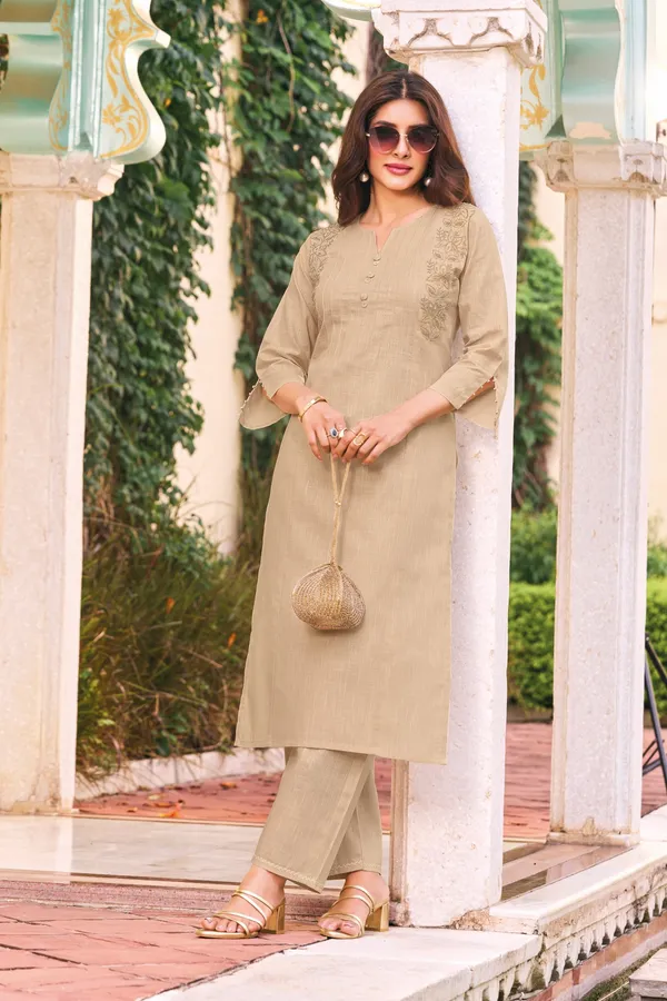 Women's_Beige_Embroidered_Premium_Cotton_Linen_Kurta_with_Pant_Set