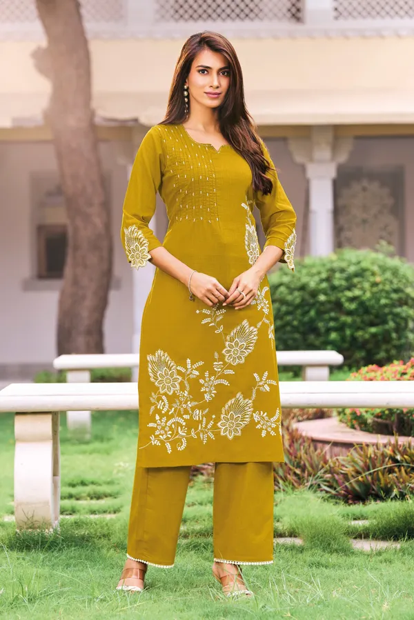 Women's_Mustard_Yellow_Embroidered_Premium_Cotton_Linen_Kurta_with_Pant_Set