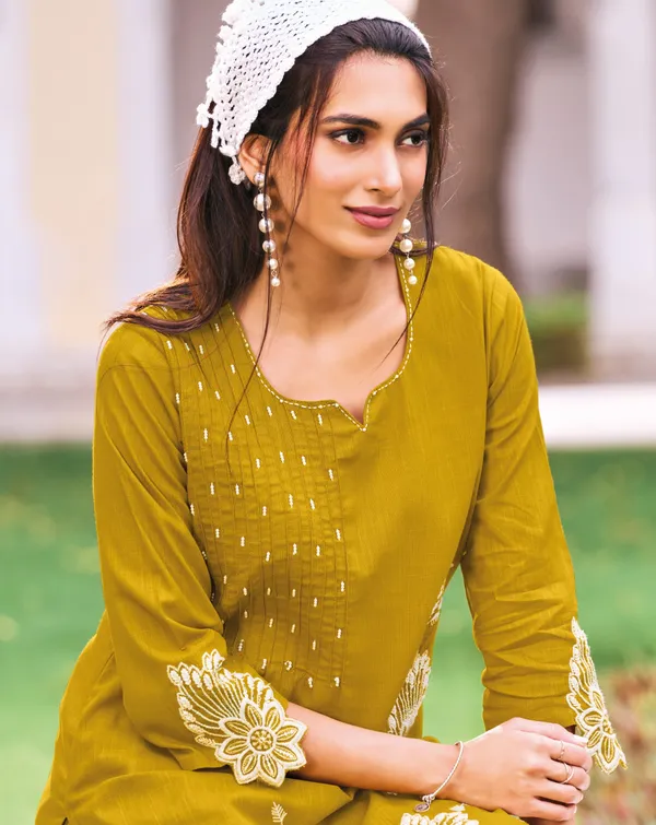 Women's_Mustard_Yellow_Embroidered_Premium_Cotton_Linen_Kurta_with_Pant_Set