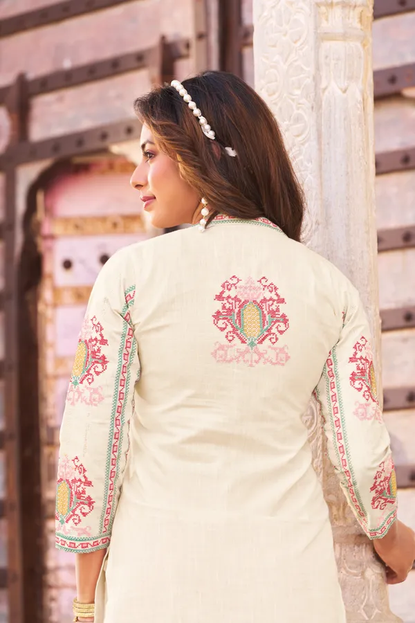 Women_Cream_Embroidered_Straight_Kurta_|_Elegant_Ethnic_Cotton_Kurta