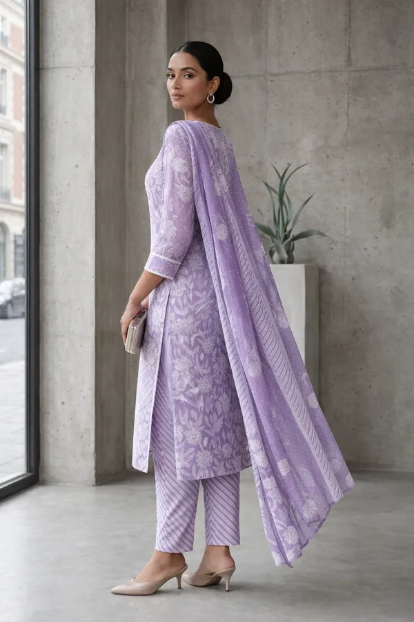 Women_Lavender_Floral_Printed_Cotton_Suit_Set_|_Designer_Kurta_with_Zig-Zag_Trousers_&_Printed_Dupatta