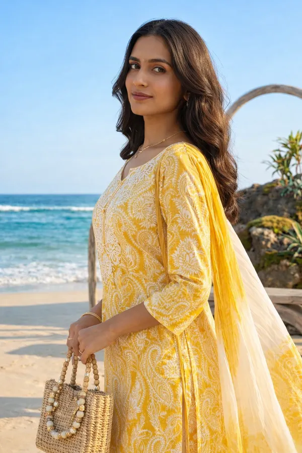 Women_Yellow_&_White_Paisley_Printed_Cotton_Suit_Set_|_Straight_Kurta_with_Zig-Zag_Pants_&_Dual-Tone_Dupatta
