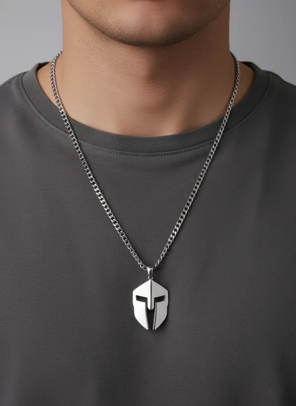 Premium_Spartan_Locket_For_Men_Glossy_Silver_Finish_With_6-Month_Anti-Fading_Warranty