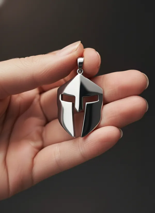 Premium_Spartan_Locket_For_Men_Glossy_Silver_Finish_With_6-Month_Anti-Fading_Warranty