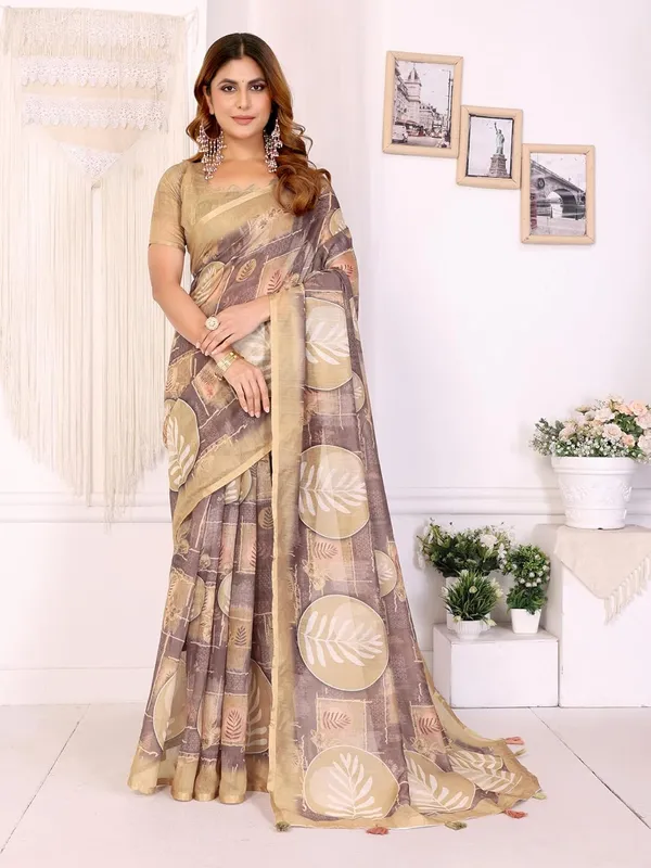 Women's_Elegant_Chanderi_Saree_with_Digital_Prints_|_Floral,_Leaf,_Geometric_&_Ethnic_Designs_|_Traditional,_Festive_&_Wedding_|_5.5m_Saree_+_0.8m_Blouse_(Cream_with_Beige)