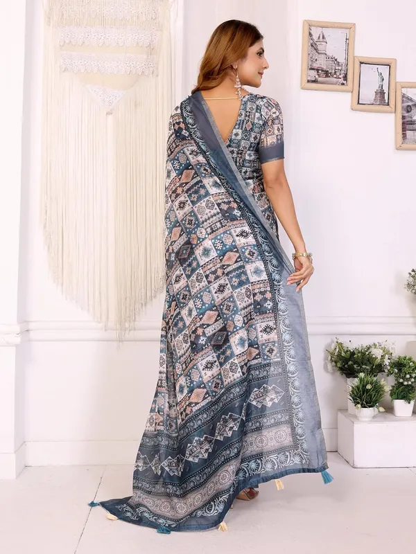 Women's_Elegant_Chanderi_Saree_with_Digital_Prints_|_Floral,_Leaf,_Geometric_&_Ethnic_Designs_|_Traditional,_Festive_&_Wedding_|_5.5m_Saree_+_0.8m_Blouse_(Grey_with_Sky_Blue)