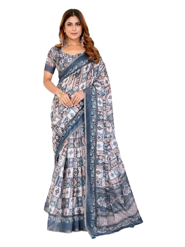 Women's_Elegant_Chanderi_Saree_with_Digital_Prints_|_Floral,_Leaf,_Geometric_&_Ethnic_Designs_|_Traditional,_Festive_&_Wedding_|_5.5m_Saree_+_0.8m_Blouse_(Grey_with_Sky_Blue)