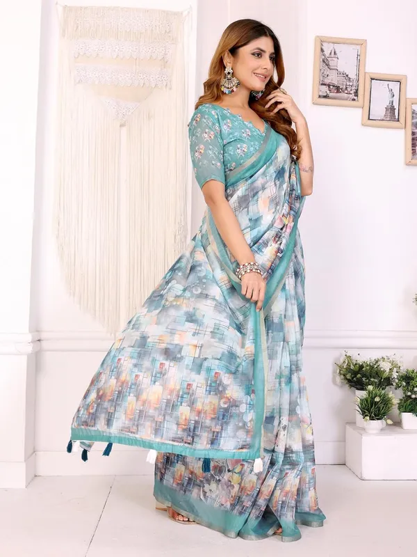 Women's_Elegant_Chanderi_Saree_with_Digital_Prints_|_Floral,_Leaf,_Geometric_&_Ethnic_Designs_|_Traditional,_Festive_&_Wedding_|_5.5m_Saree_+_0.8m_Blouse_(Aqua_Blue_with_Multi-color)