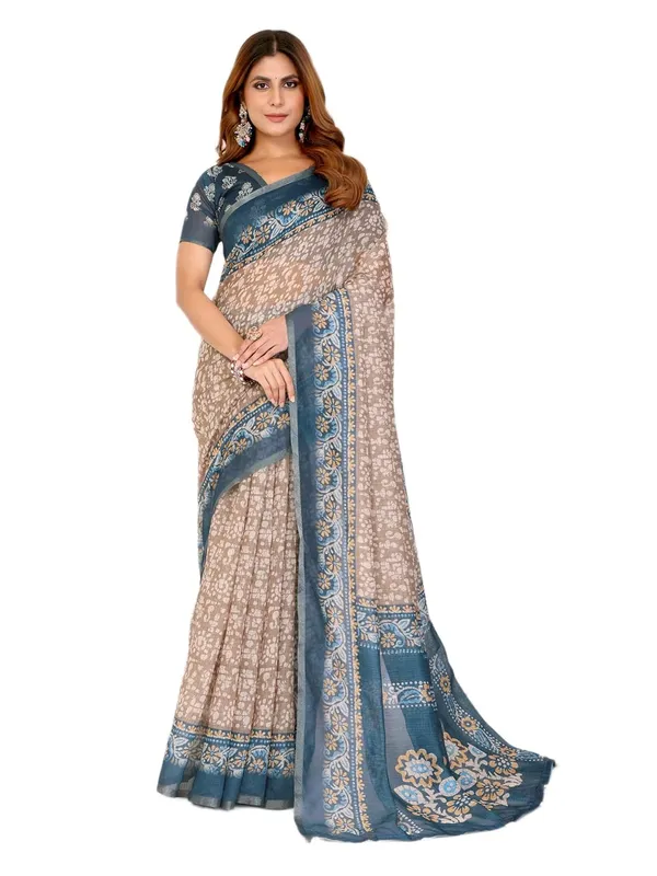 Women's_Elegant_Chanderi_Saree_with_Digital_Prints_|_Floral,_Leaf,_Geometric_&_Ethnic_Designs_|_Traditional,_Festive_&_Wedding_|_5.5m_Saree_+_0.8m_Blouse_(Beige_with_Teal_Blue)
