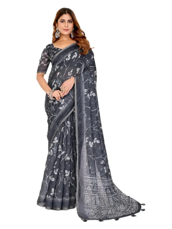 Women's_Elegant_Chanderi_Saree_with_Digital_Prints_|_Floral,_Leaf,_Geometric_&_Ethnic_Designs_|_Traditional,_Festive_&_Wedding_|_5.5m_Saree_+_0.8m_Blouse_(Charcoal_Grey_with_White)