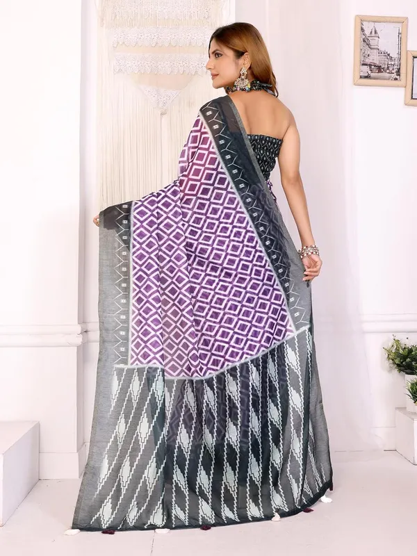 Women's_Elegant_Chanderi_Saree_with_Digital_Prints_|_Floral,_Leaf,_Geometric_&_Ethnic_Designs_|_Traditional,_Festive_&_Wedding_|_5.5m_Saree_+_0.8m_Blouse_(Purple_with_Black)