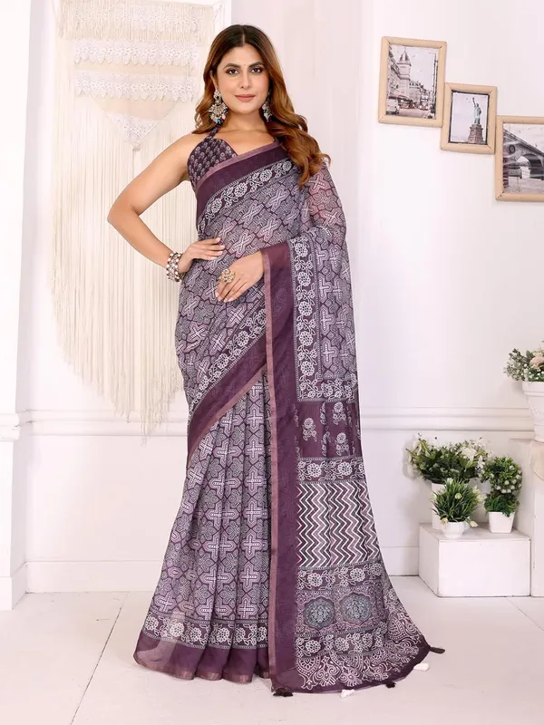 Women's_Elegant_Chanderi_Saree_with_Digital_Prints_|_Floral,_Leaf,_Geometric_&_Ethnic_Designs_|_Traditional,_Festive_&_Wedding_|_5.5m_Saree_+_0.8m_Blouse_(Wine_Purple)