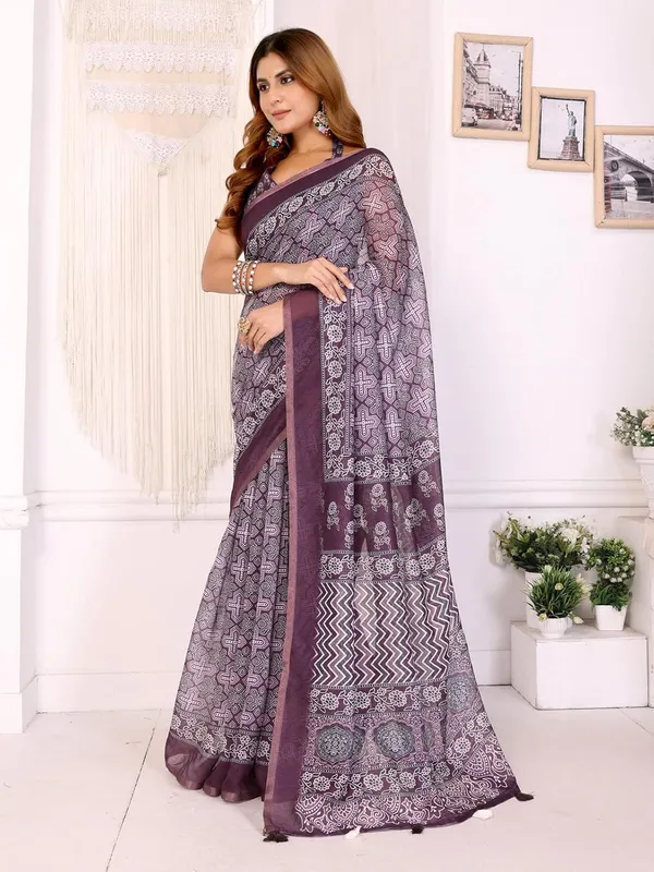 Women's_Elegant_Chanderi_Saree_with_Digital_Prints_|_Floral,_Leaf,_Geometric_&_Ethnic_Designs_|_Traditional,_Festive_&_Wedding_|_5.5m_Saree_+_0.8m_Blouse_(Wine_Purple)
